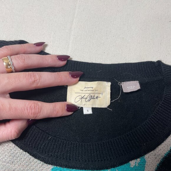 Anthropologie Womens Rooster Sweater Artwork Lauren C Walcott Fuzzy Novelty Soft - Picture 6 of 8